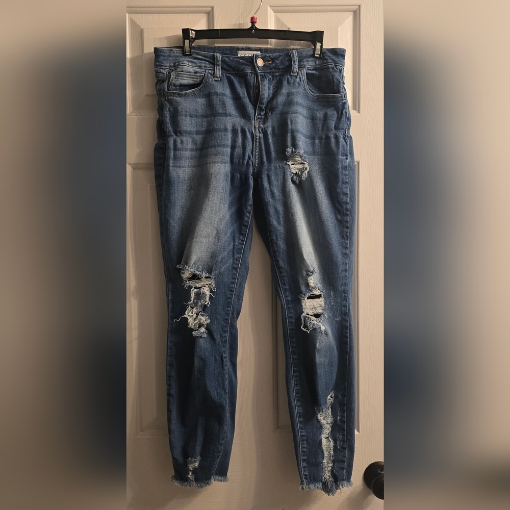 Cello Distressed Boyfriend Jeans in Blue